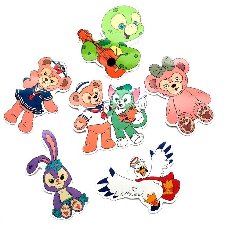 贴纸30张卡通达菲熊可爱可爱清新拉杆箱滑板涂鸦汽车贴片
