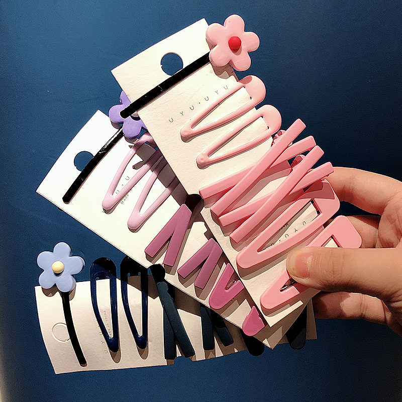 网红果绿色发夹头饰森系仙美简约侧边发卡ins彩色一字夹花朵发夹