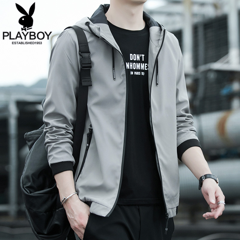 花花公子外套男春秋韩版潮流休闲夹克男士工装上衣服男装2022新款