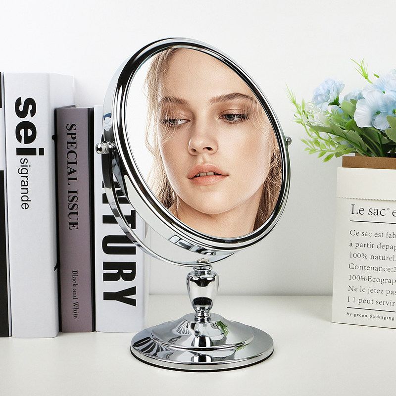 米乐佩斯台式金属双面镜化妆间欧式精致公主镜桌面镜轻奢便携镜