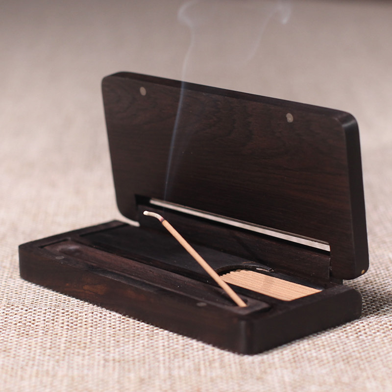 红木翻盖便携式小香盒线香储香盒香道香薰旅行香薰炉