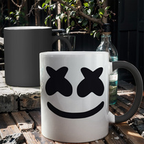 Cotton candy DJ smiley face marshmello electric sound student tea cup breakfast with lid ceramic discoloration mark cup custom