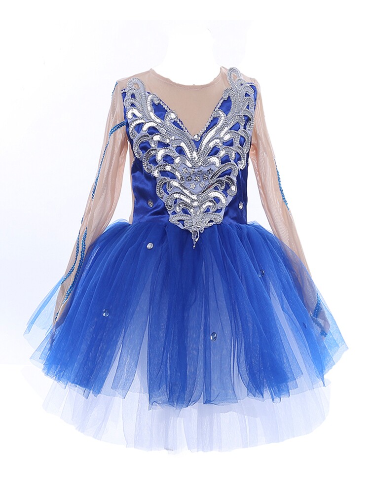 六一新款公主儿童演出服小荷风采舞蹈蕾丝亮片儿童演出服