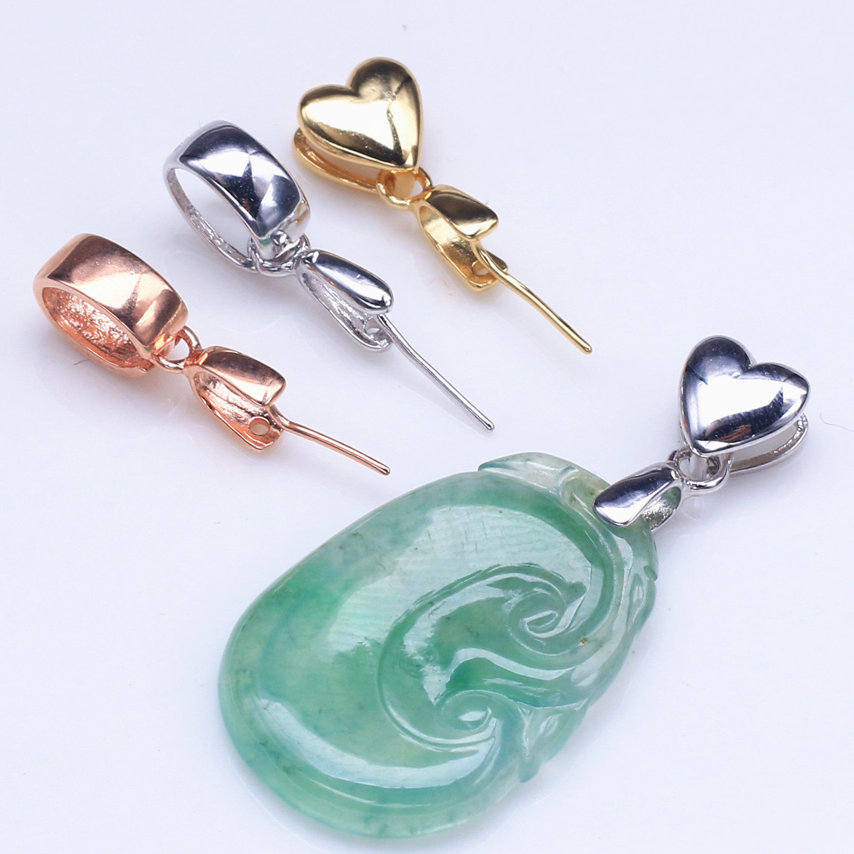 瓜子扣包s925银玉扣子吊坠扣头项链纯银连接扣