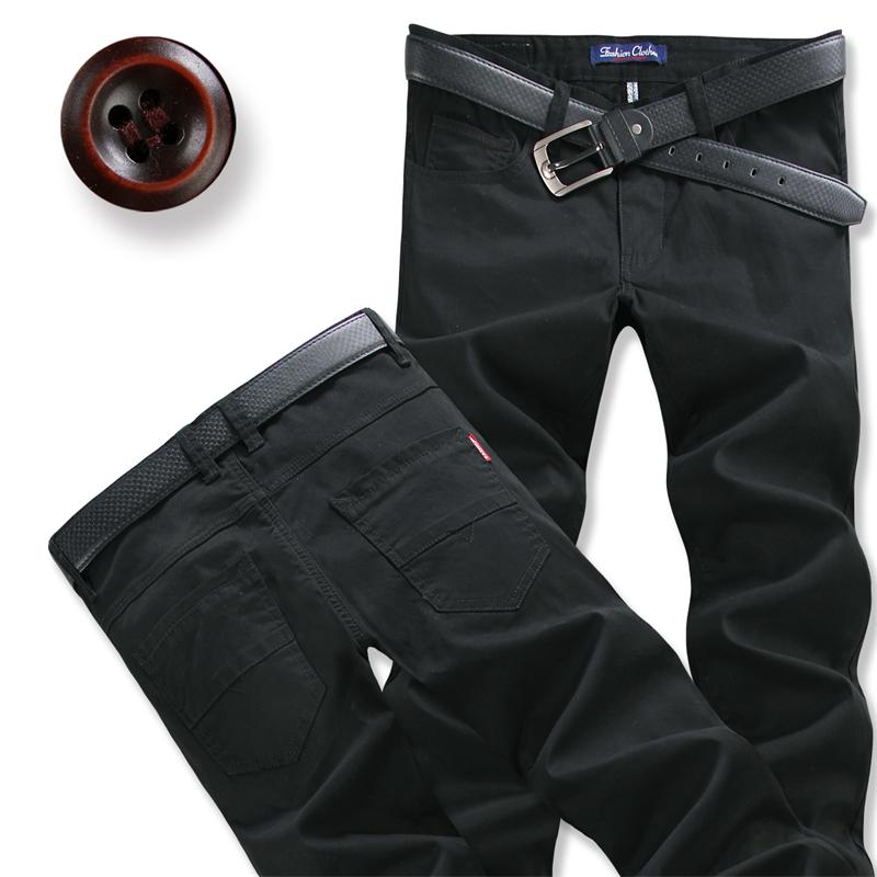 春季裤子男韩版潮流百搭帅气修身直筒宽松纯棉商务休闲裤黑色长裤