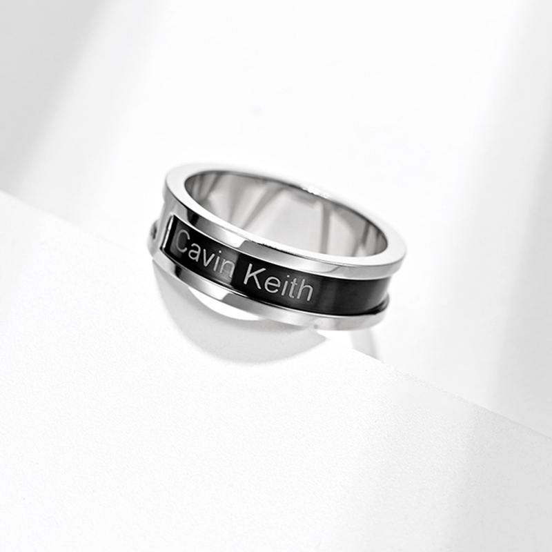 泰爱你时尚气质间黑中性ck戒指潮男个性钛钢戒指