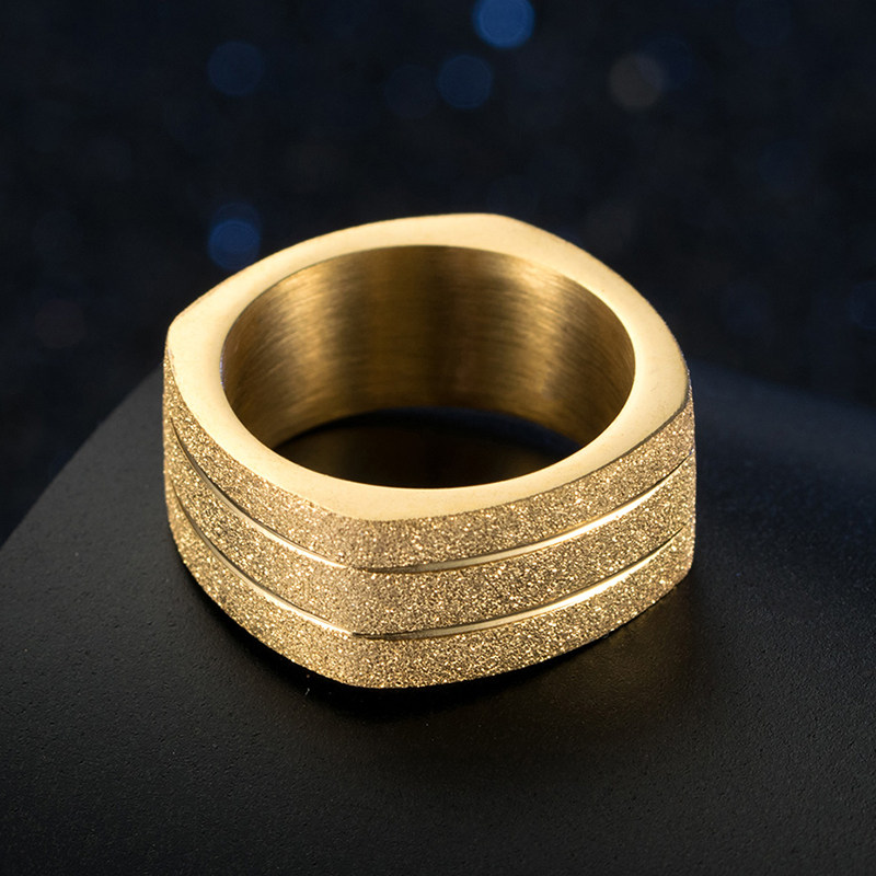 泰爱你珍珠四方方形男士戒指霸气钛钢大拇指扳指戒指