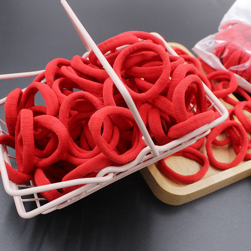 大红中国红高弹力橡皮筋红色头发皮套不伤发发发饰