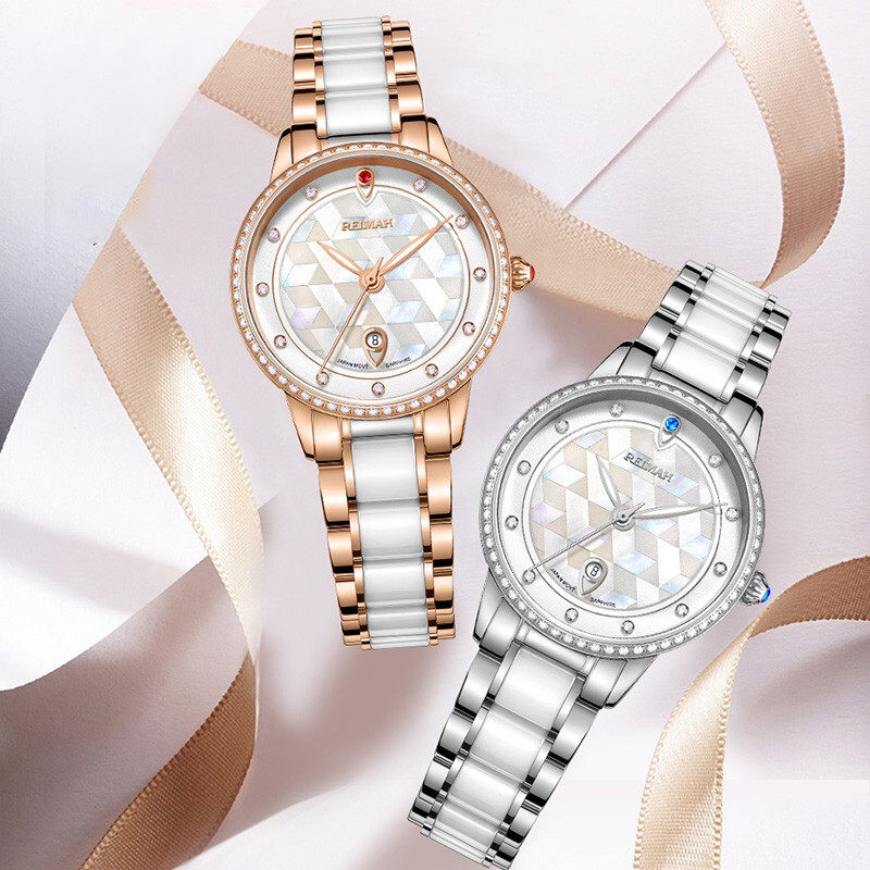 正品reimah雷迈手表女表女士石英表腕表简约陶瓷国产腕表