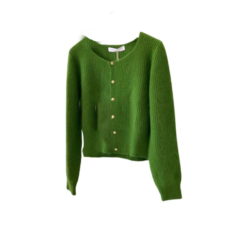 欧货高级感超好看绿色毛衣外套秋冬外穿时尚羊绒衫