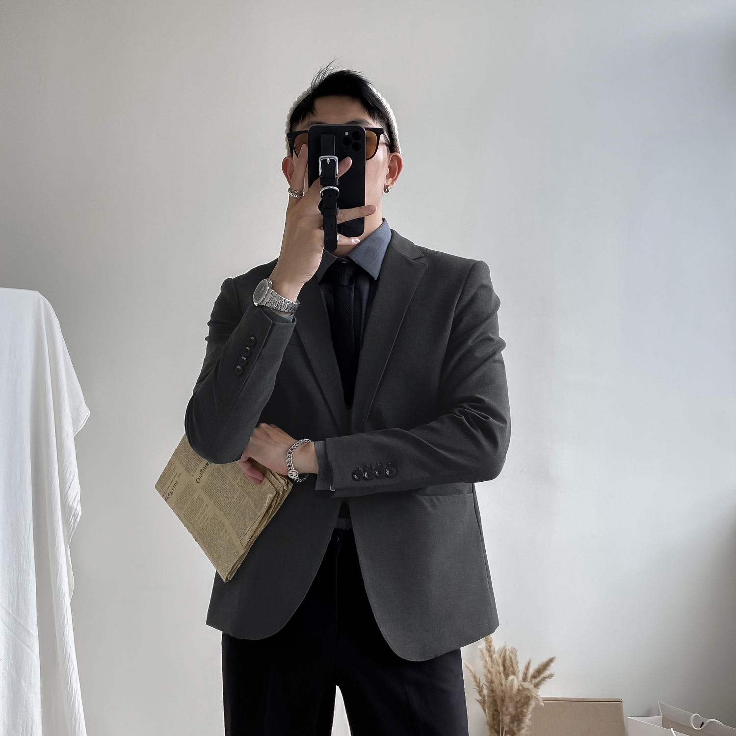 秋季个性小西装男修身商务休闲外套韩版青年纯色帅气单西服上衣潮