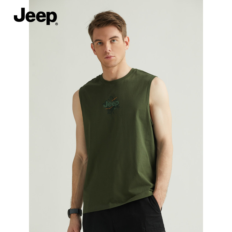 jeep吉普男士背心2022新款夏薄款纯棉潮流休闲背心