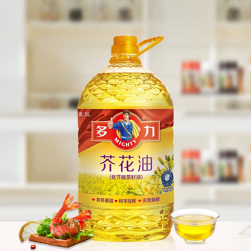 多力芥花5l转基因低芥菜籽油物理压榨菜籽油