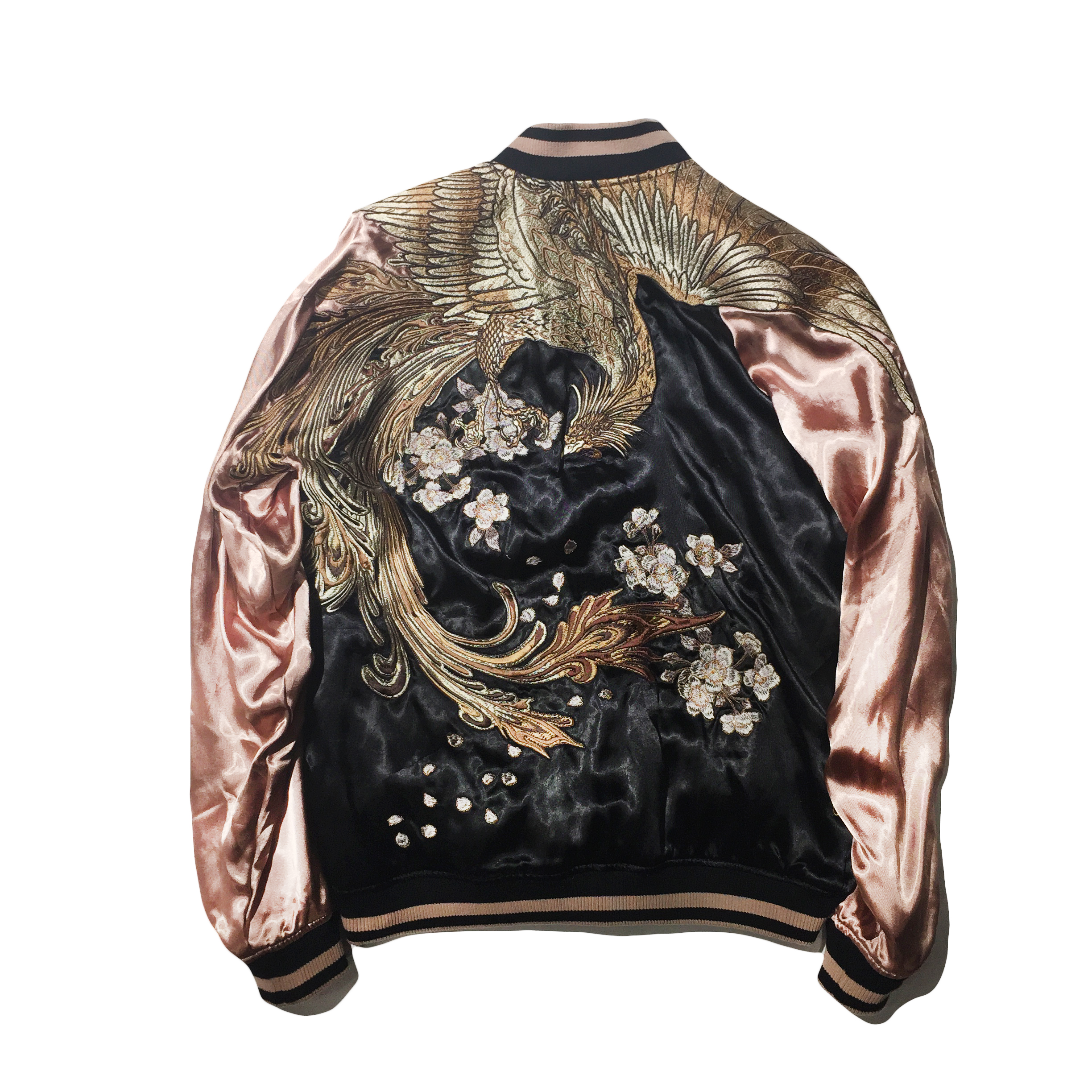 三省六部高端横须贺男女情侣款双面刺绣夹克 和柄浮世绘朱雀外套