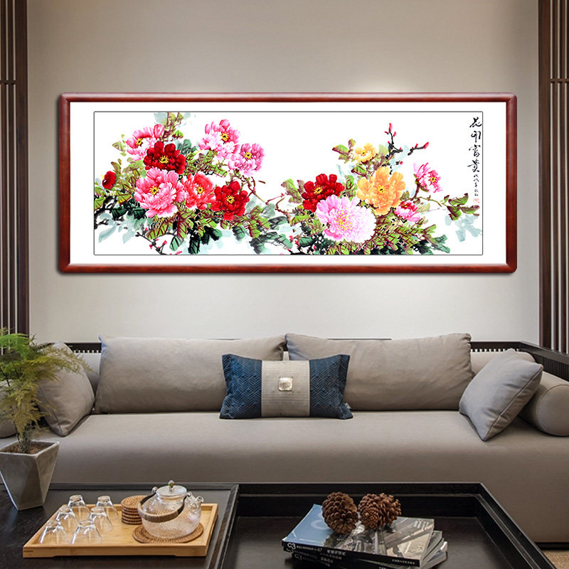 翰澎纯手绘国画牡丹画图花开富贵中堂客厅装饰画书画牡丹挂画壁画