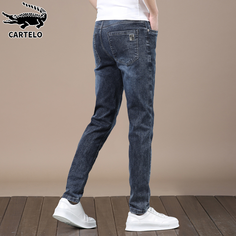 鳄鱼休闲牛仔裤男士秋季新款2022新款潮牌百搭修身小脚长裤子男裤