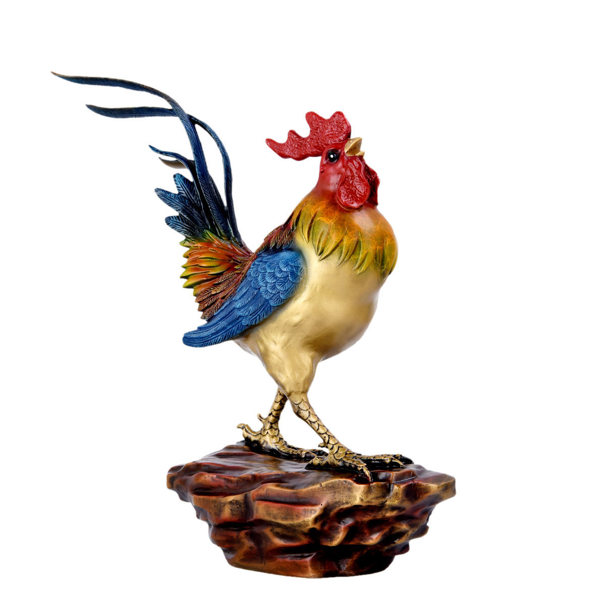 一鸣惊人卓弘铜鸡摆件十二生肖彩鸡家居装饰工艺品装饰摆件