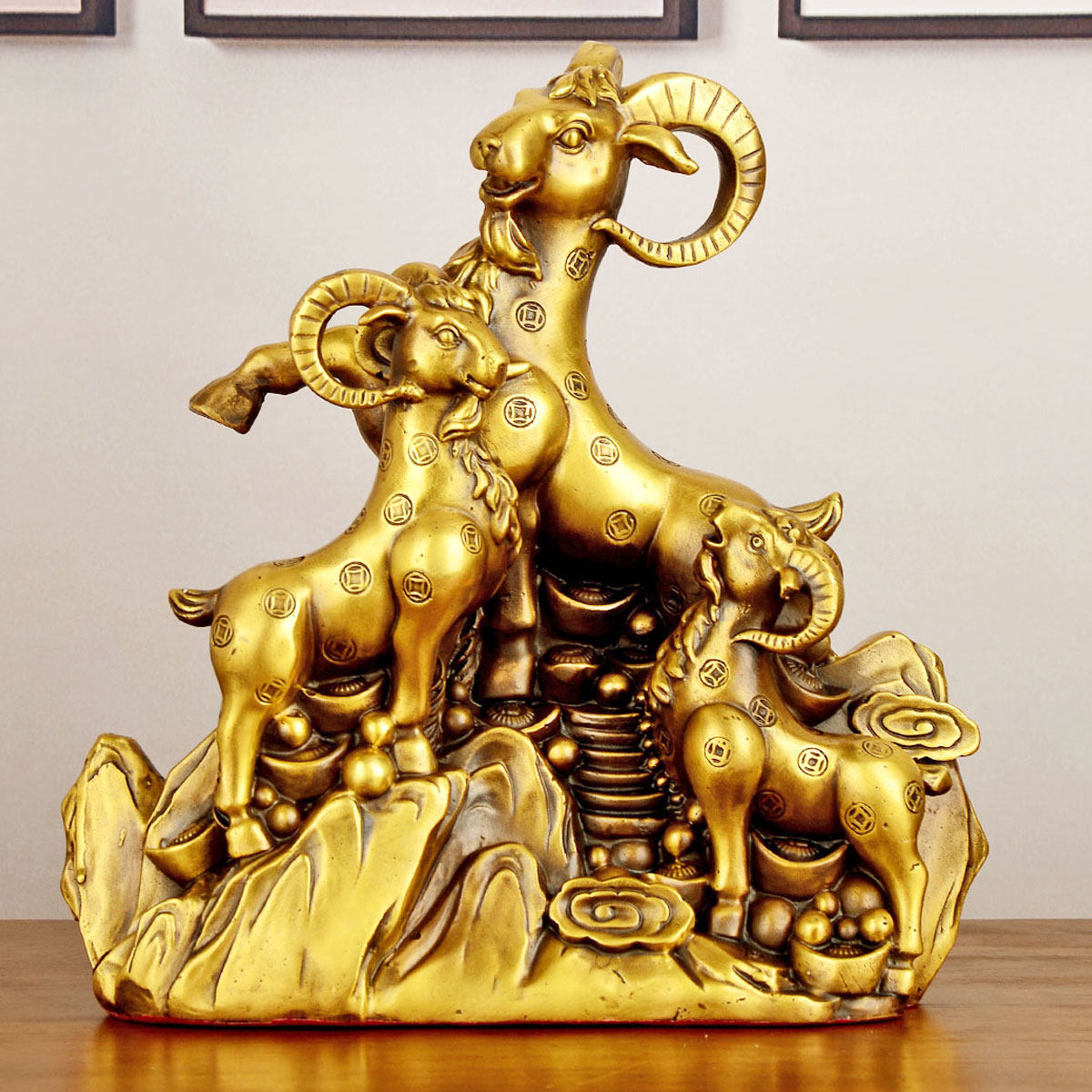 卓弘三羊开泰生肖羊摆件招财三阳开泰铜羊家居装饰摆设工艺品摆件