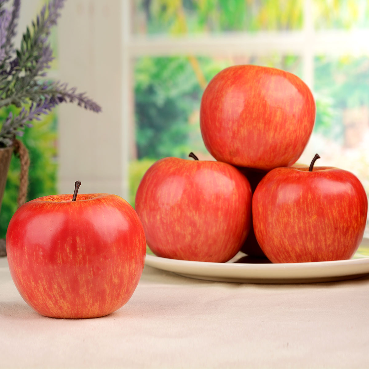 卓弘塑料仿真苹果果盘居家供奉装饰用品假水果风水摆件贡品水果