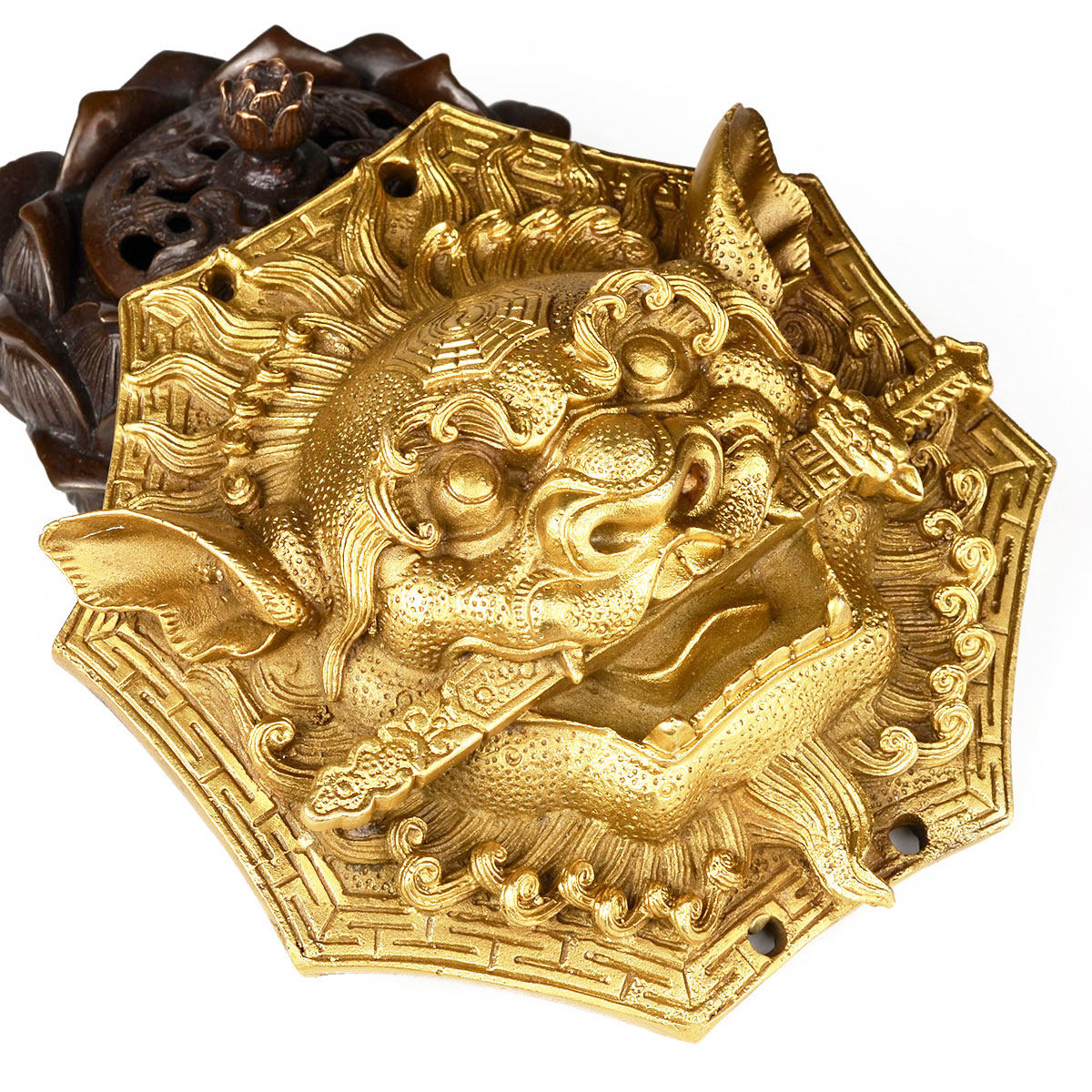 装饰品卓弘全铜狮咬剑摆件风水挂件书房办公室家居摆件