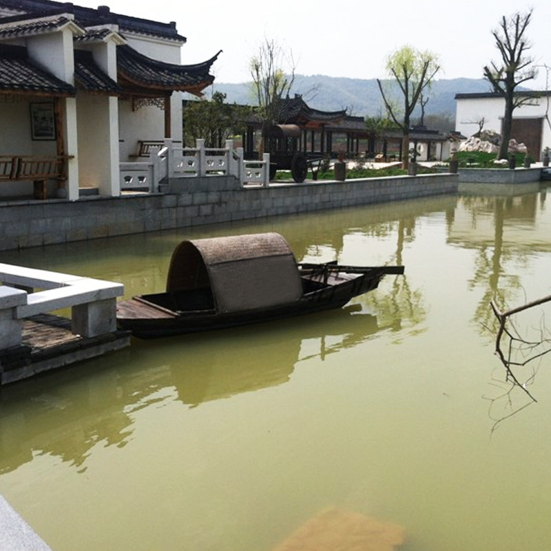 篷船木船仿古装饰观光船手划船摇橹船渔船道具钓鱼船