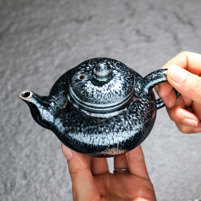 建阳铁胎建盏单壶大容量手工家用百花盏壶茶壶茶壶