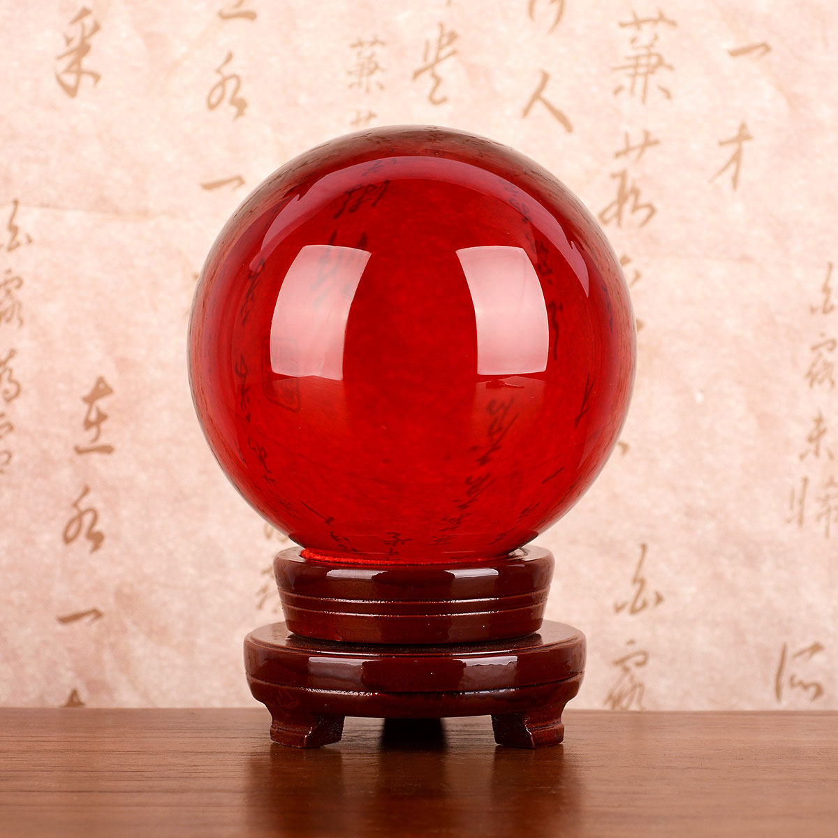 水晶球摆件黄白人造透明玻璃球绿紫蓝蓝粉招财摆件