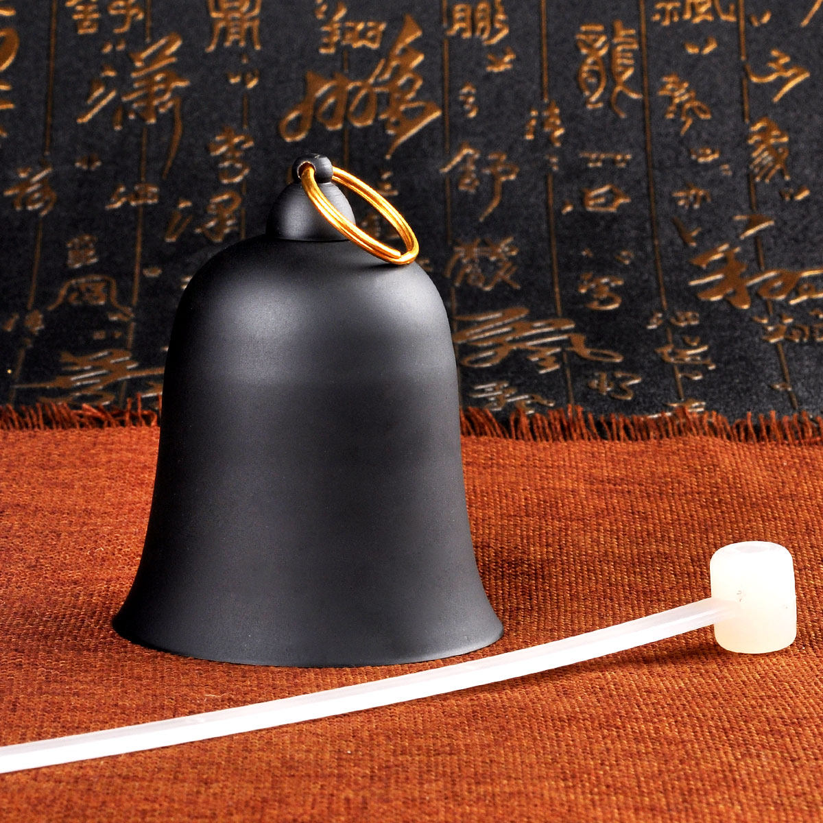 异客居铜黑地钟摆件法钟地钟帝钟挂钟黑提钟佛教用品铜铃铛