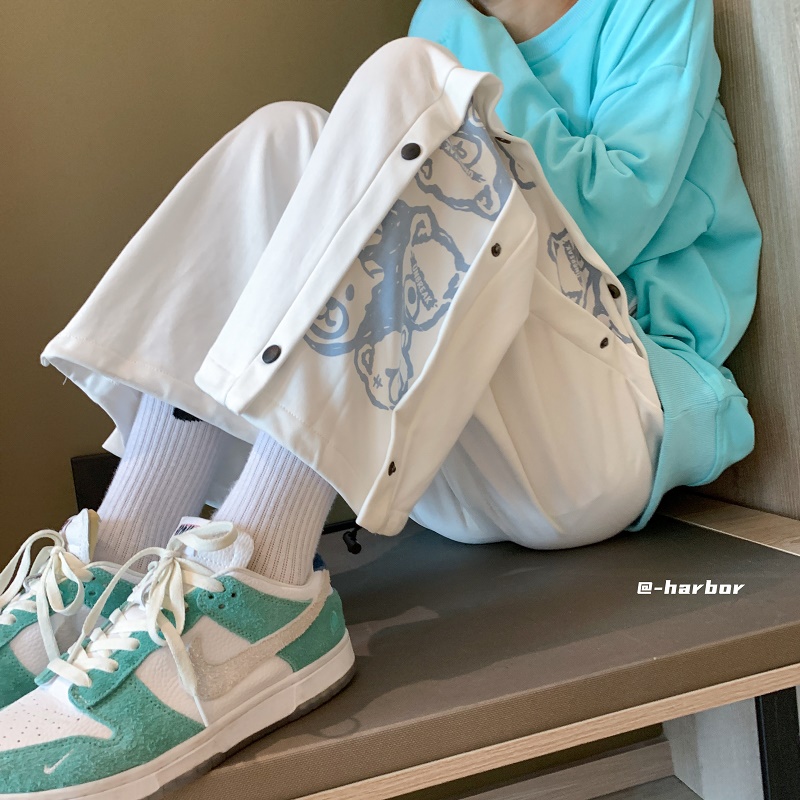 卫裤男春季宽松潮牌潮流运动休闲长裤港风韩版排扣卡通小熊拖地裤