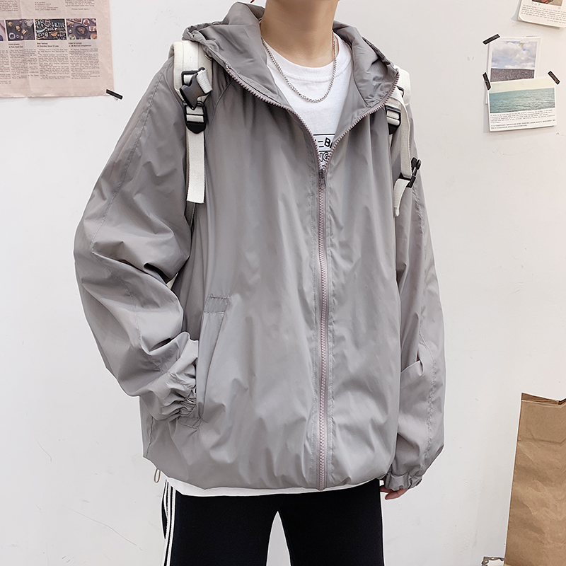 防晒衣男夏季户外运动遮阳透气百搭纯色外套港风薄款学生宽松夹克