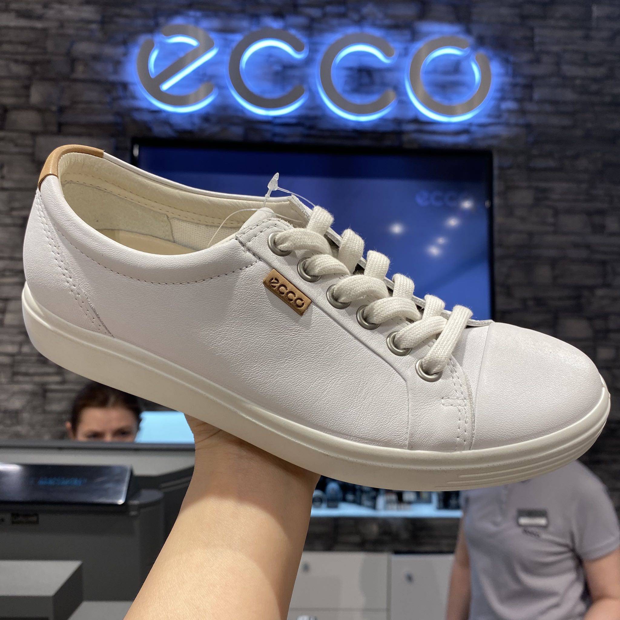 ecco爱步街小白鞋系带平底鞋单休闲鞋女鞋柔酷7号单鞋