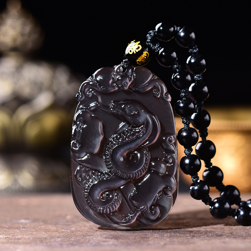 曜石生肖瑞蛇迎鸿吊坠玉蛇吉祥物蛇型蛇形饰品项坠