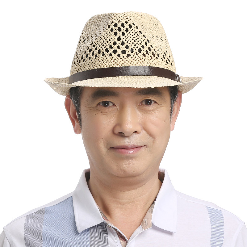 中老年人草帽男士夏季中年爸爸爵士老人户外遮阳帽帽子
