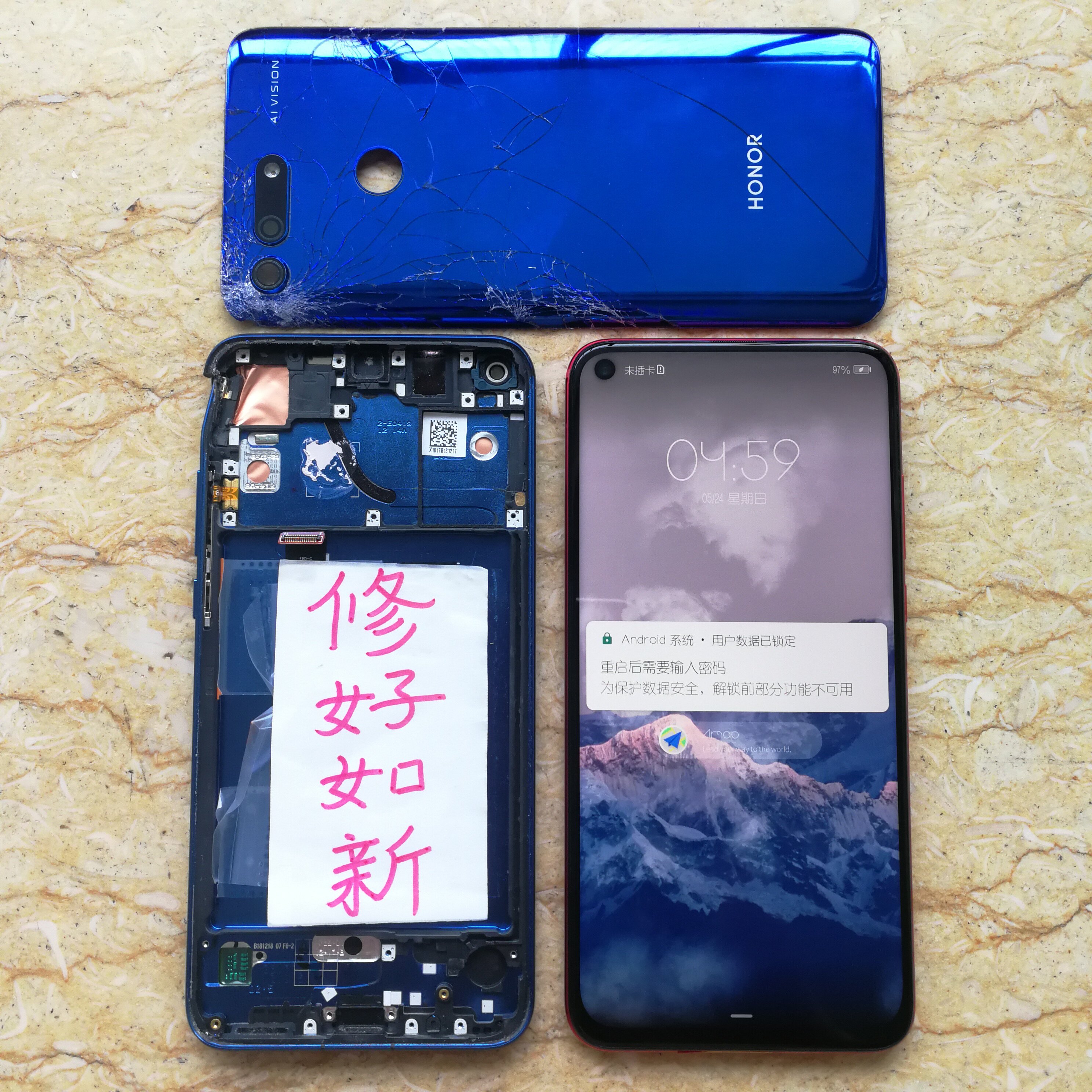 维修换屏华为荣耀v20原装屏幕总成 pct-al10触摸屏手机液晶显示屏