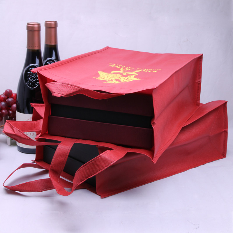无纺布手提红酒拎袋葡萄酒包装袋木酒盒礼品袋新款单双支酒盒