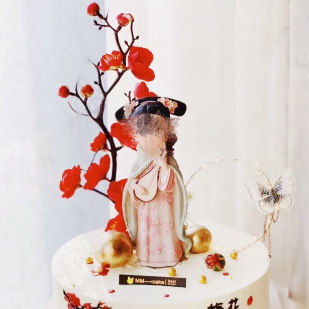 生日蛋糕装饰格格人偶摆件宫廷古风亭台楼阁亚克力插牌节日装扮用品