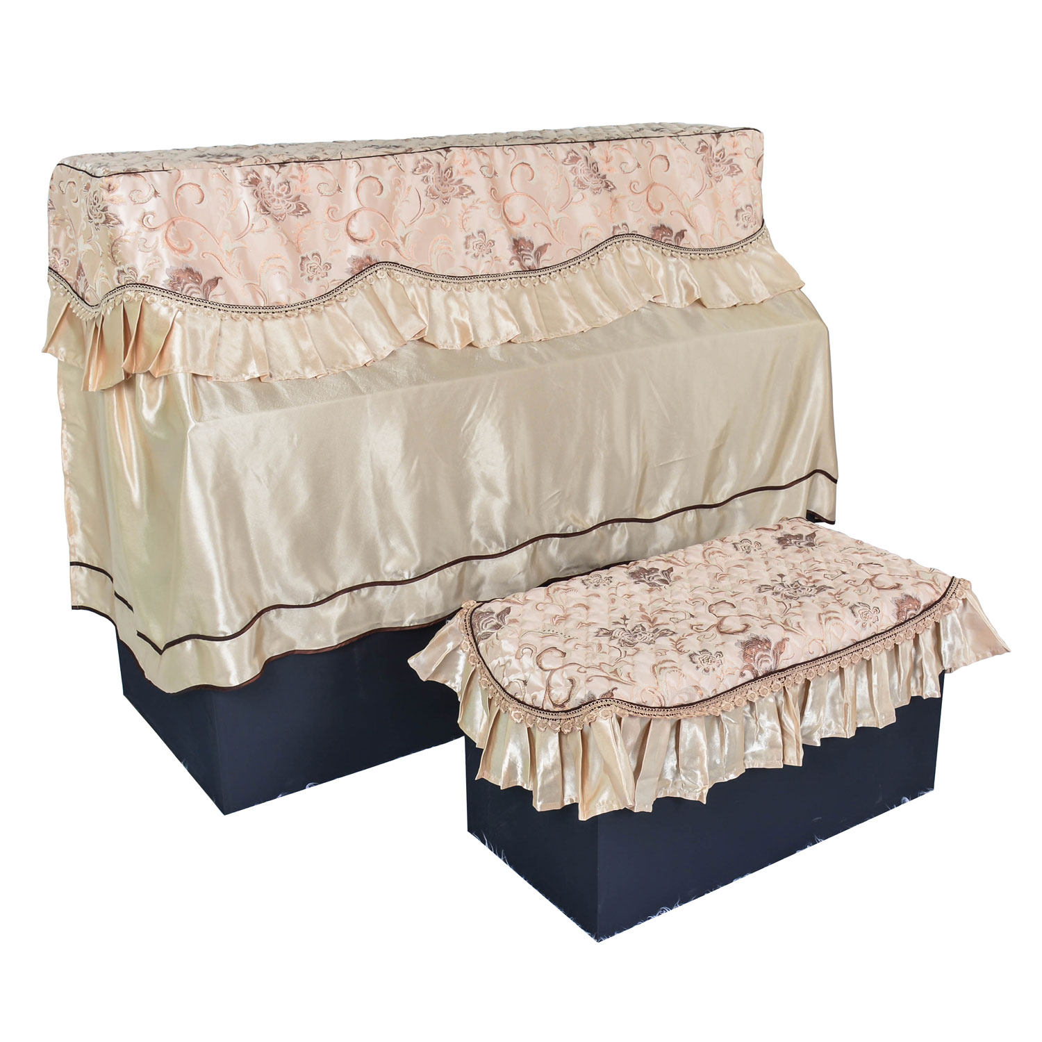 钢琴罩全美式防尘盖布加厚立式提花钢琴罩