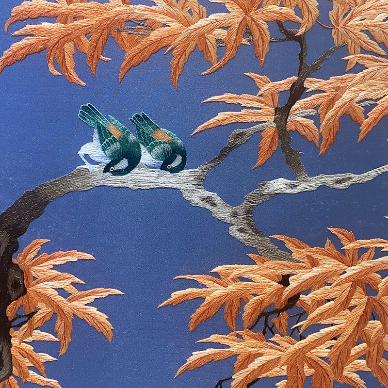 金吴针四联装饰画中式新中式客厅挂画成品苏绣刺绣苏绣