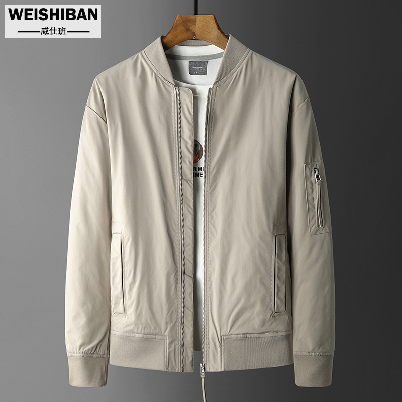 潮流棒球领简约纯色夹克男商务休闲百搭冬季加厚棉服男装帅气棉袄