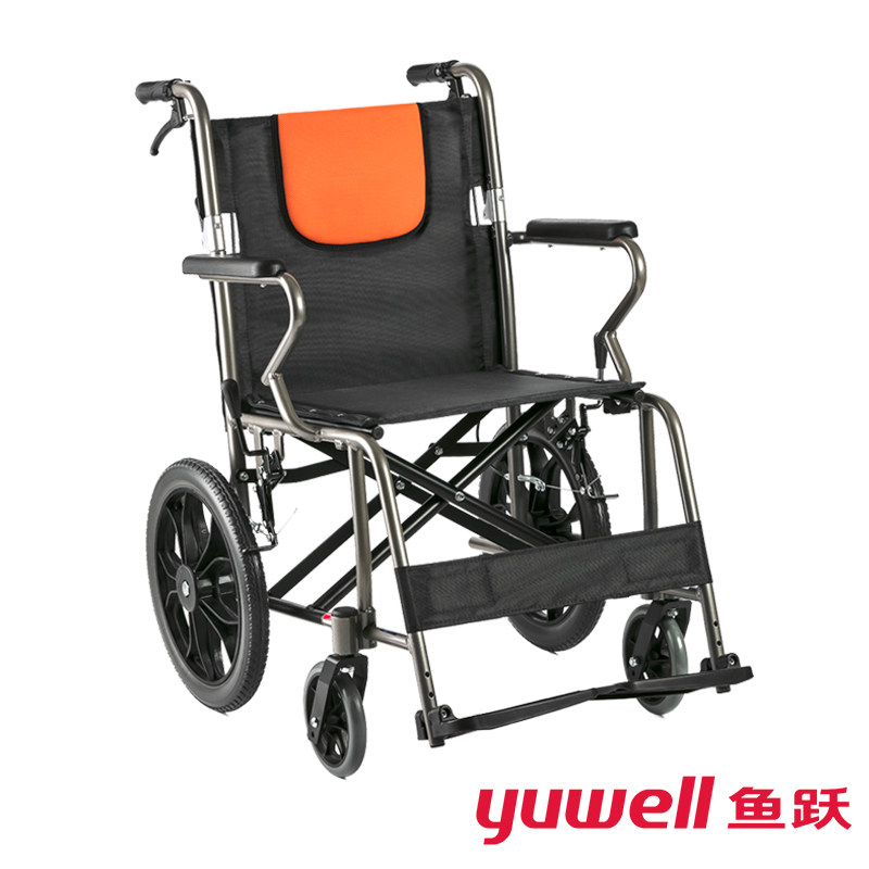 鱼跃轮椅h056c铝合金折叠轻便便携旅行残疾老人手动代步车手推车