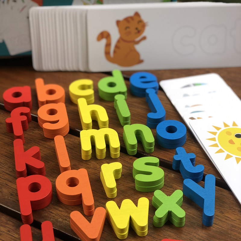 儿童英语启蒙认知游戏拼图卡片小写小写字字母拼图