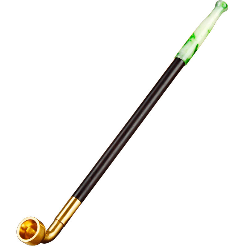 艾宝老式过滤纯铜旱烟袋锅子手工实木竹节烟杆烟斗