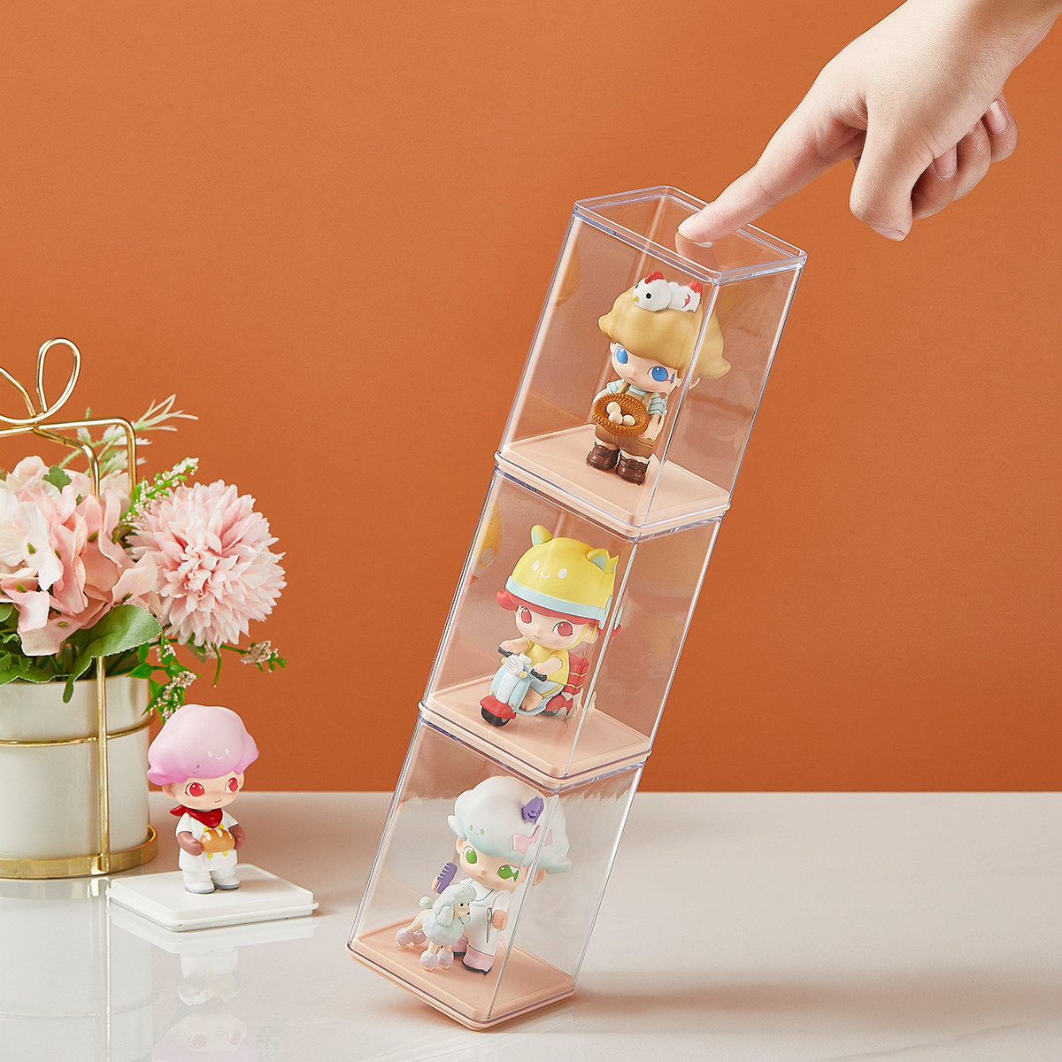盲盒收纳展示架popmart手办防尘透明泡泡玛特单个公仔手办收纳盒