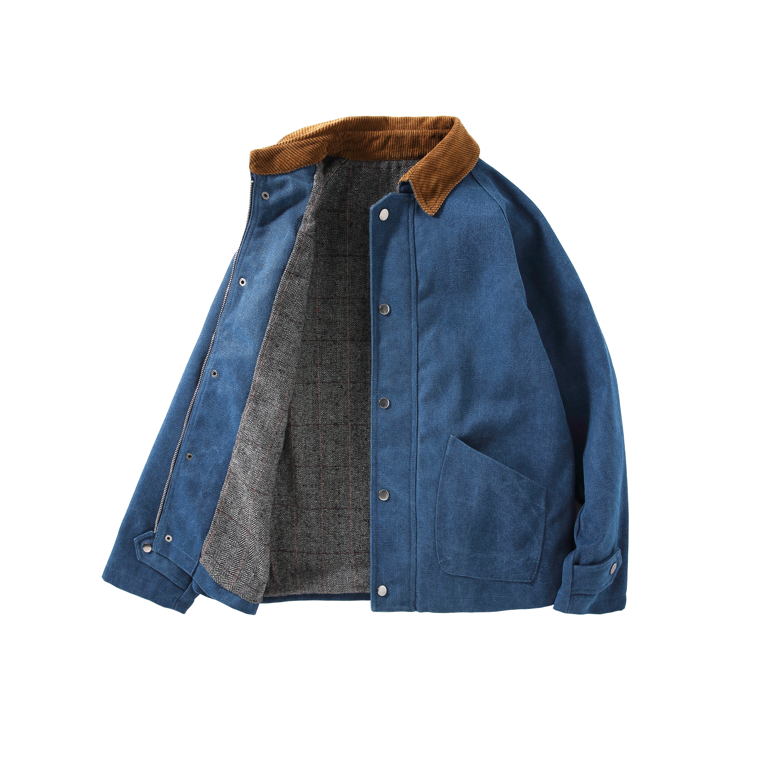 pureピュア 重磅水洗 帆布呢料 双层保暖 宽松 工装猎装加绒夹克