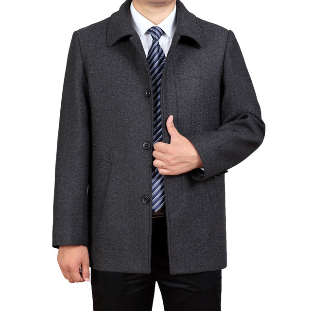 Dad, autumn jacket, middle-aged people with buckle men's middle-age 50 autumn and winter thick woolen jacket 60 years old Dad, autumn jacket, middle-aged people with buckle men's middle-age 50 autumn and winter thick woolen jacket 60 years old