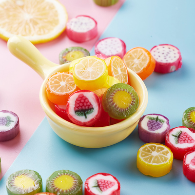 网红水果切片糖混合水果味结婚喜糖小硬糖散装糖果小零食好吃的糖