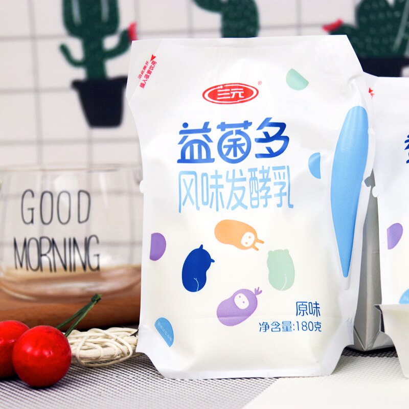 三元益菌多酸奶180g*12生牛乳发酵益生菌儿童营养早餐方便袋整箱