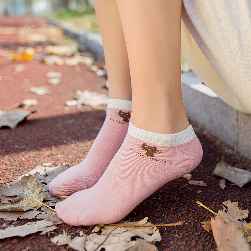 5双袜子女纯棉船袜学院风短袜薄款浅口单鞋可爱学生防臭吸汗低帮