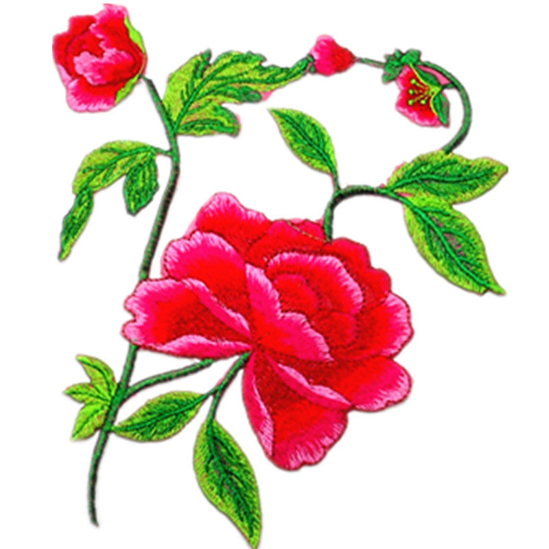 刺绣布贴牡丹中国国风花朵绣花广场舞古风戏曲布贴