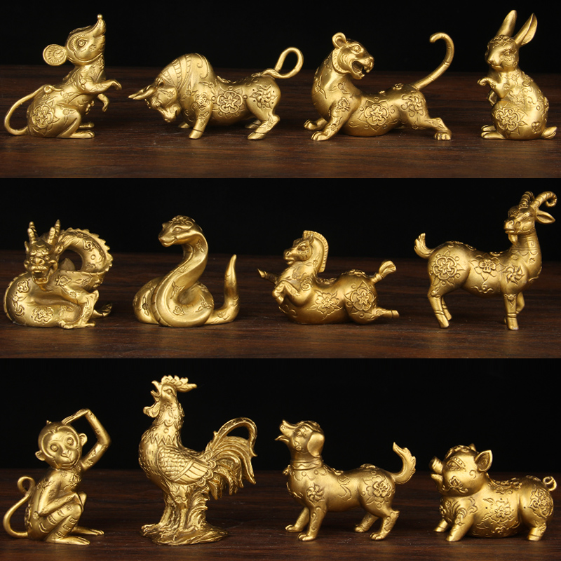 摆件生肖十二生肖铜鼠牛虎龙蛇马羊猴鸡狗摆件